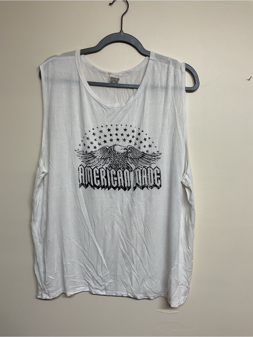White Muscle Tank Top with Eagle Print